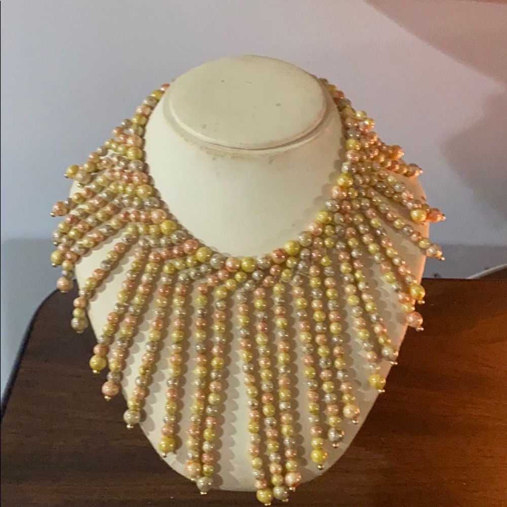 Unique Pearl Multi Colored Statement Necklace - image 1